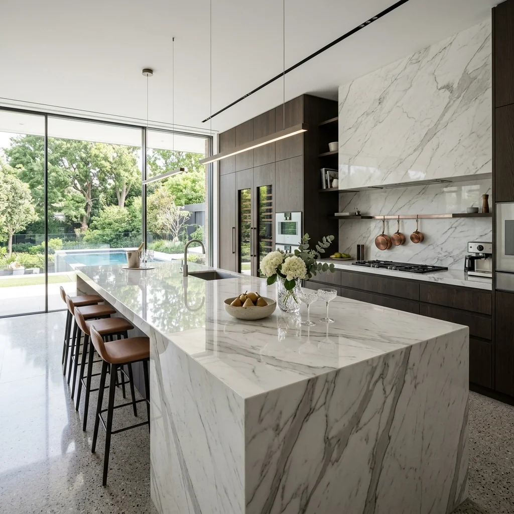 Statuario Marble Kitchen Island